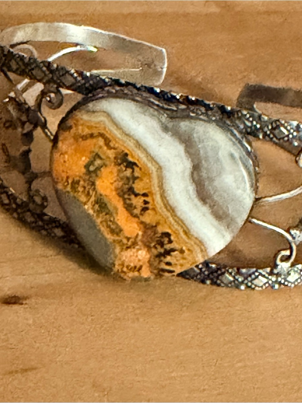 Awesome Bumblebee Jasper Cuff Bracelet - 925 Plated/Stamped